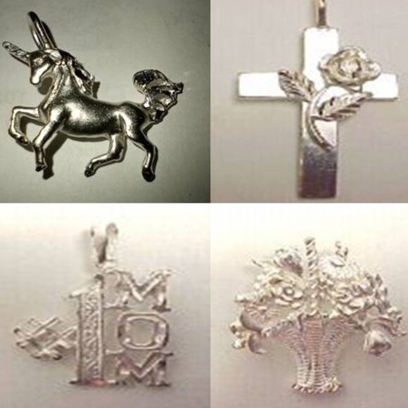 Set of 5 -- Sterling Silver Pendants & Pin - Picture 1 of 9